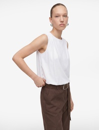 Pamuklu Kolsuz Bisiklet Yaka Poplin Bluz