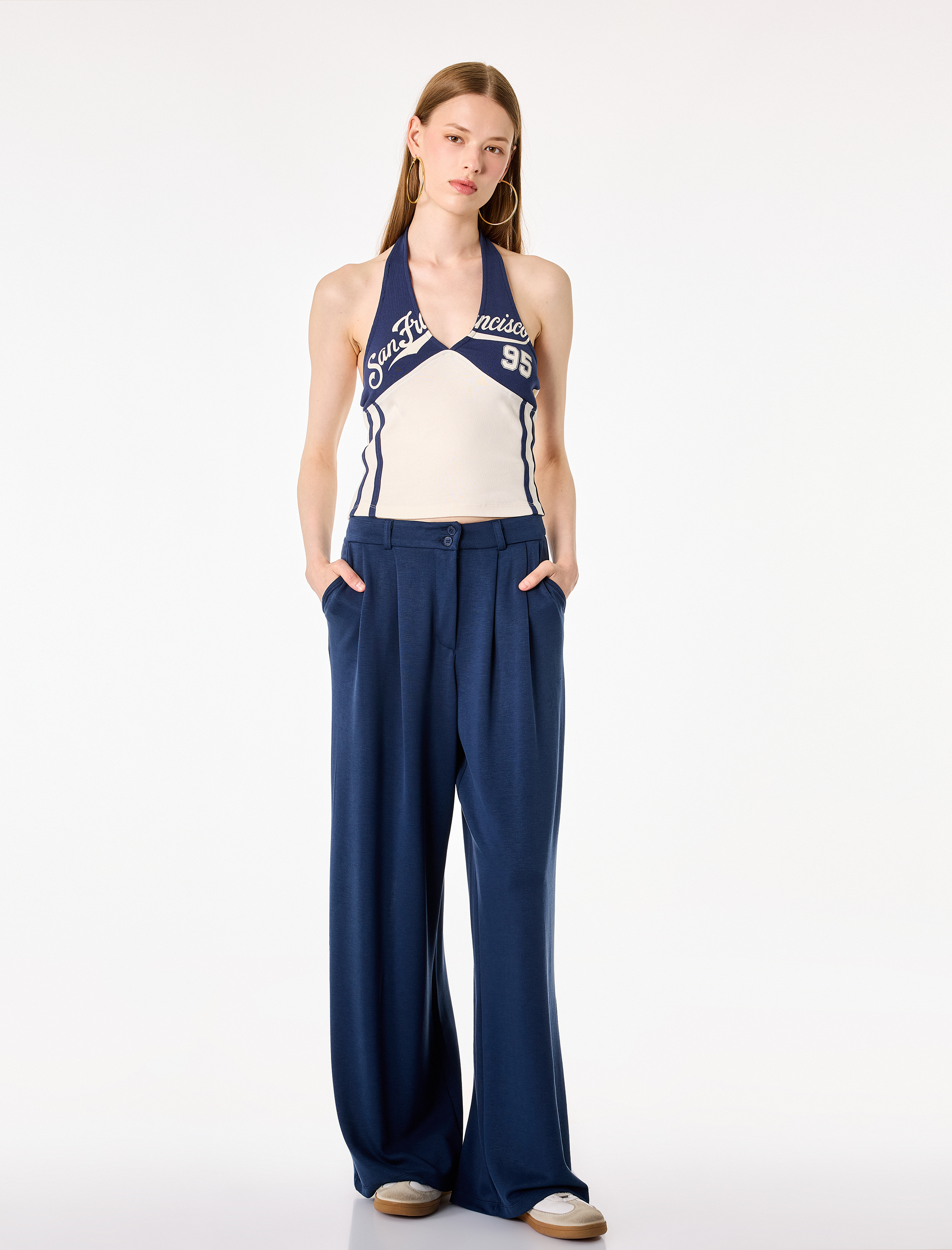   Slim Fit Baskılı Kolsuz Halter Yaka Atlet