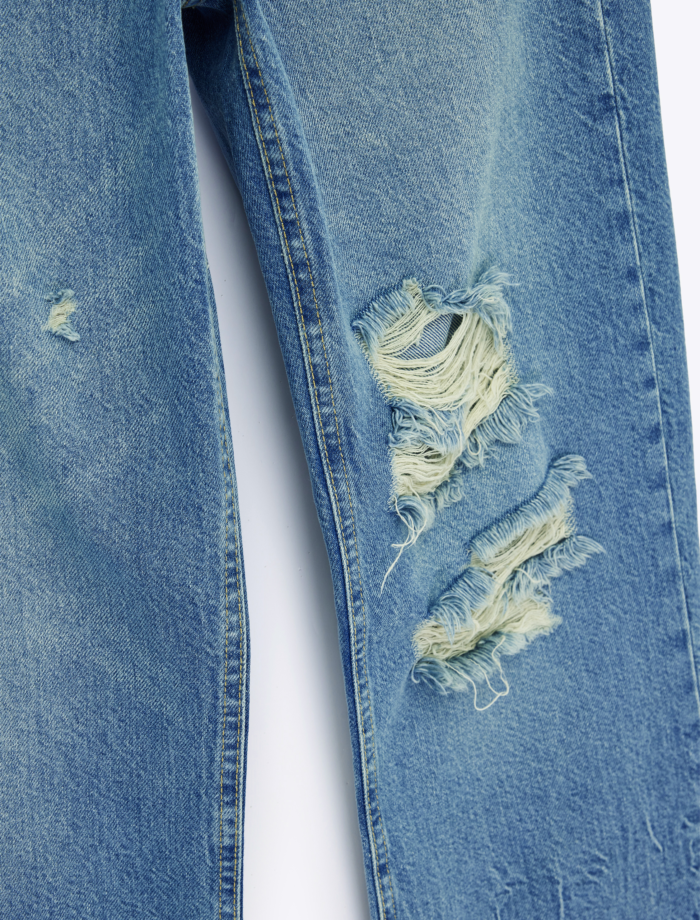   Pamuklu Yıpratma Detaylı Düşük Bel Düz Paça Jean Pantolon - Straight Jeans