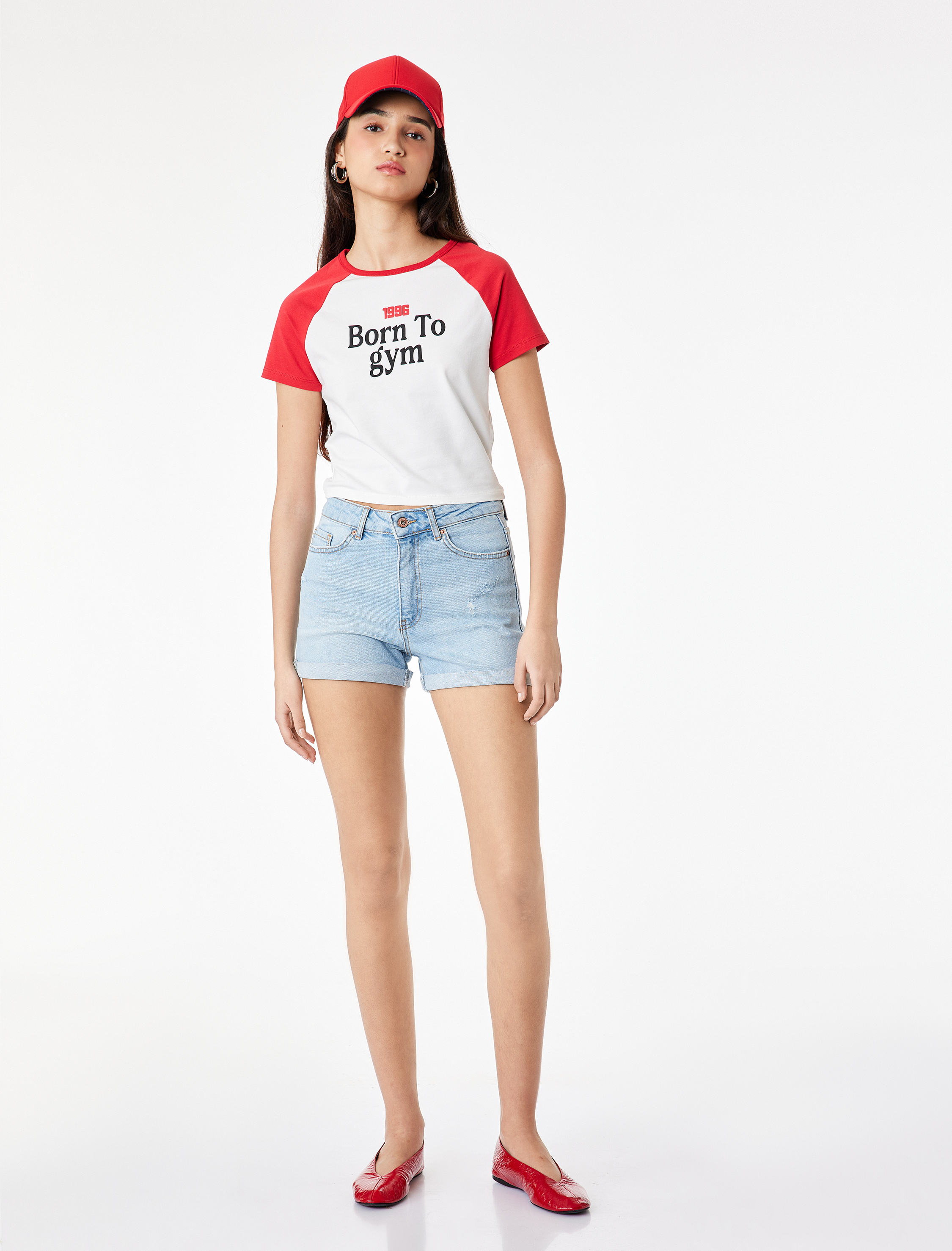   Pamuklu Slim Fit Kısa Kollu Bisiklet Yaka Baskılı Spor Tişört