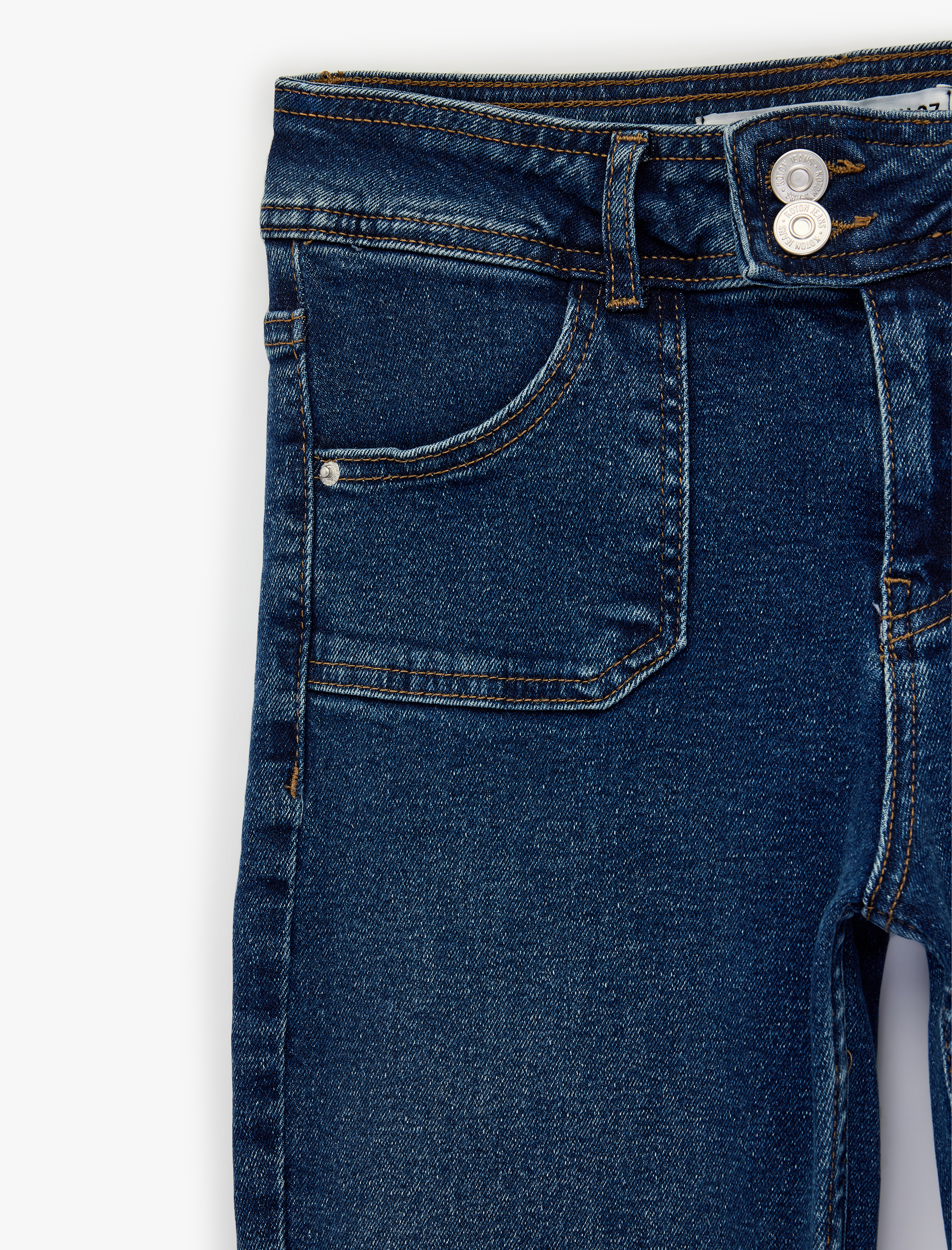   Düğme Detaylı Düşük Bel Pamuklu İspanyol Paça Denim Pantolon - Flare Jeans