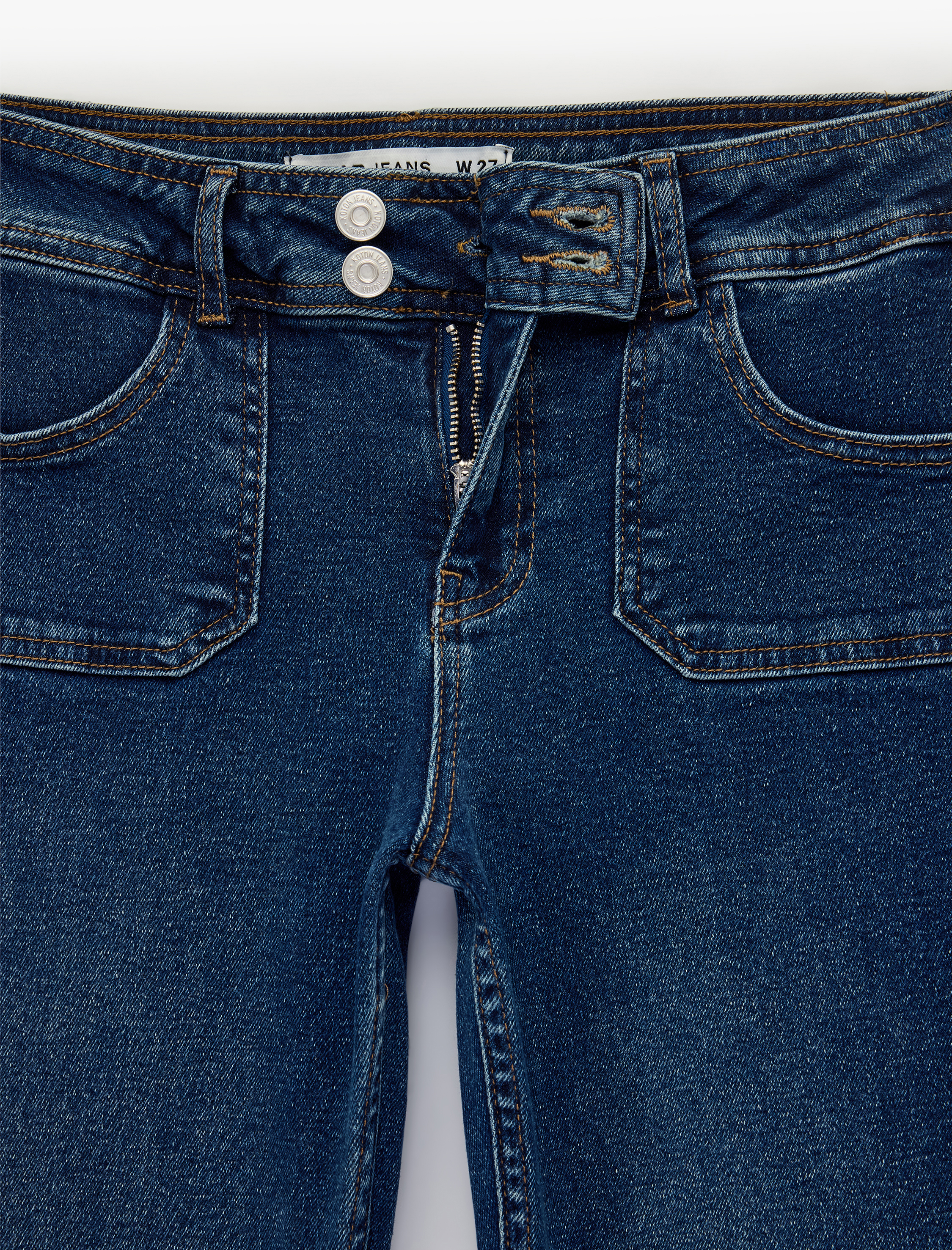   Düğme Detaylı Düşük Bel Pamuklu İspanyol Paça Denim Pantolon - Flare Jeans