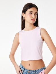 Kolsuz Bisiklet Yaka Slim Fit Crop Bluz