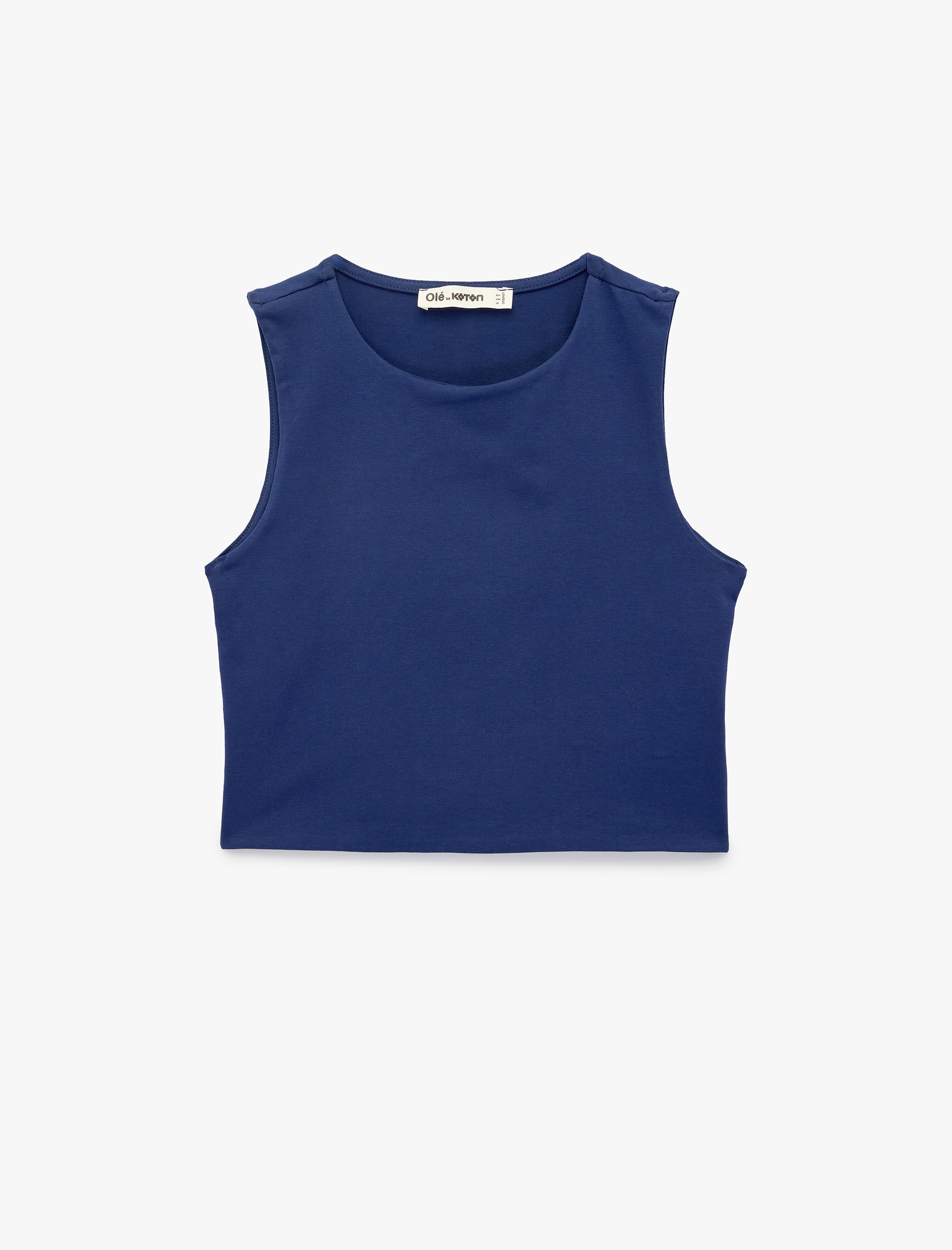   Kolsuz Bisiklet Yaka Slim Fit Crop Bluz
