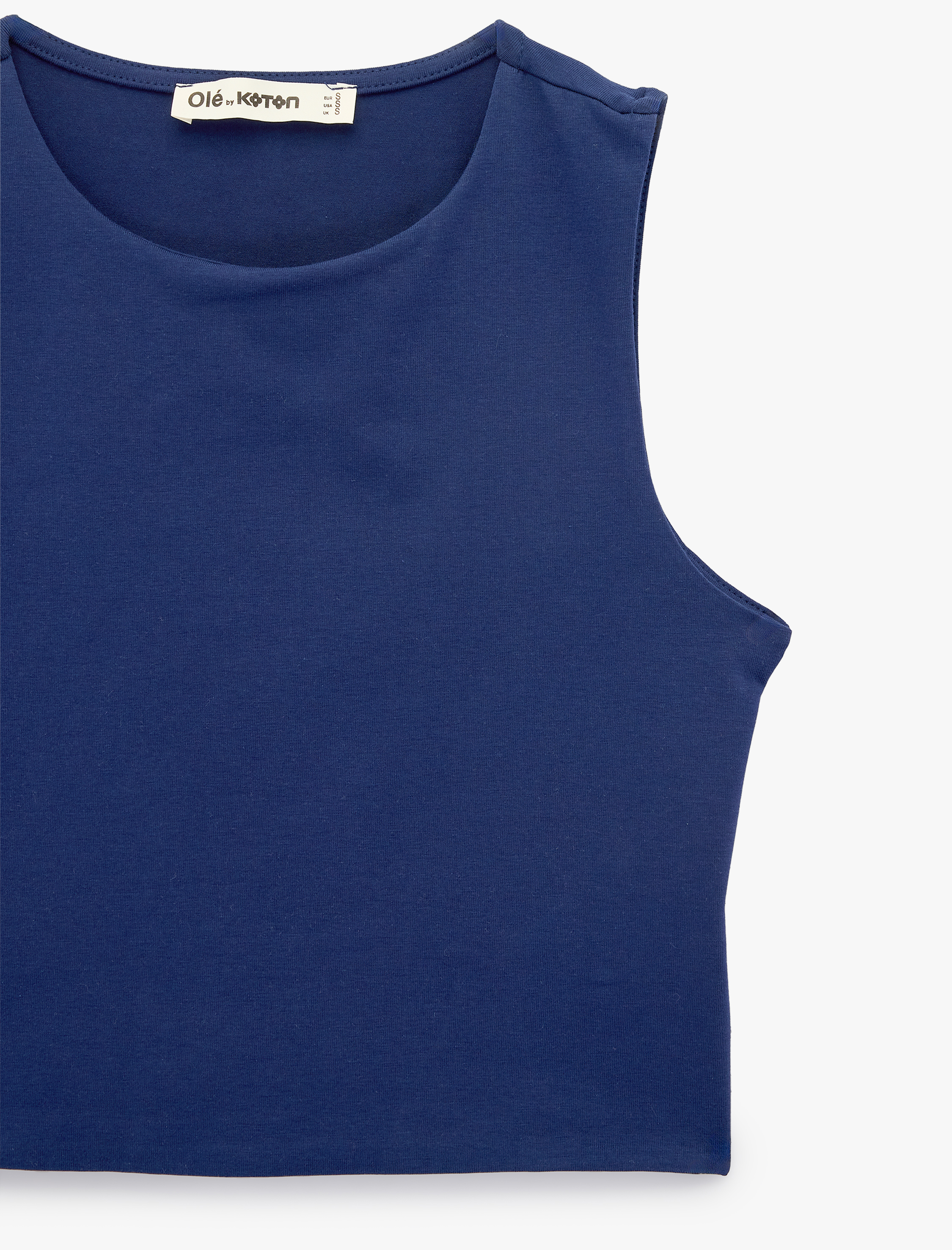   Kolsuz Bisiklet Yaka Slim Fit Crop Bluz