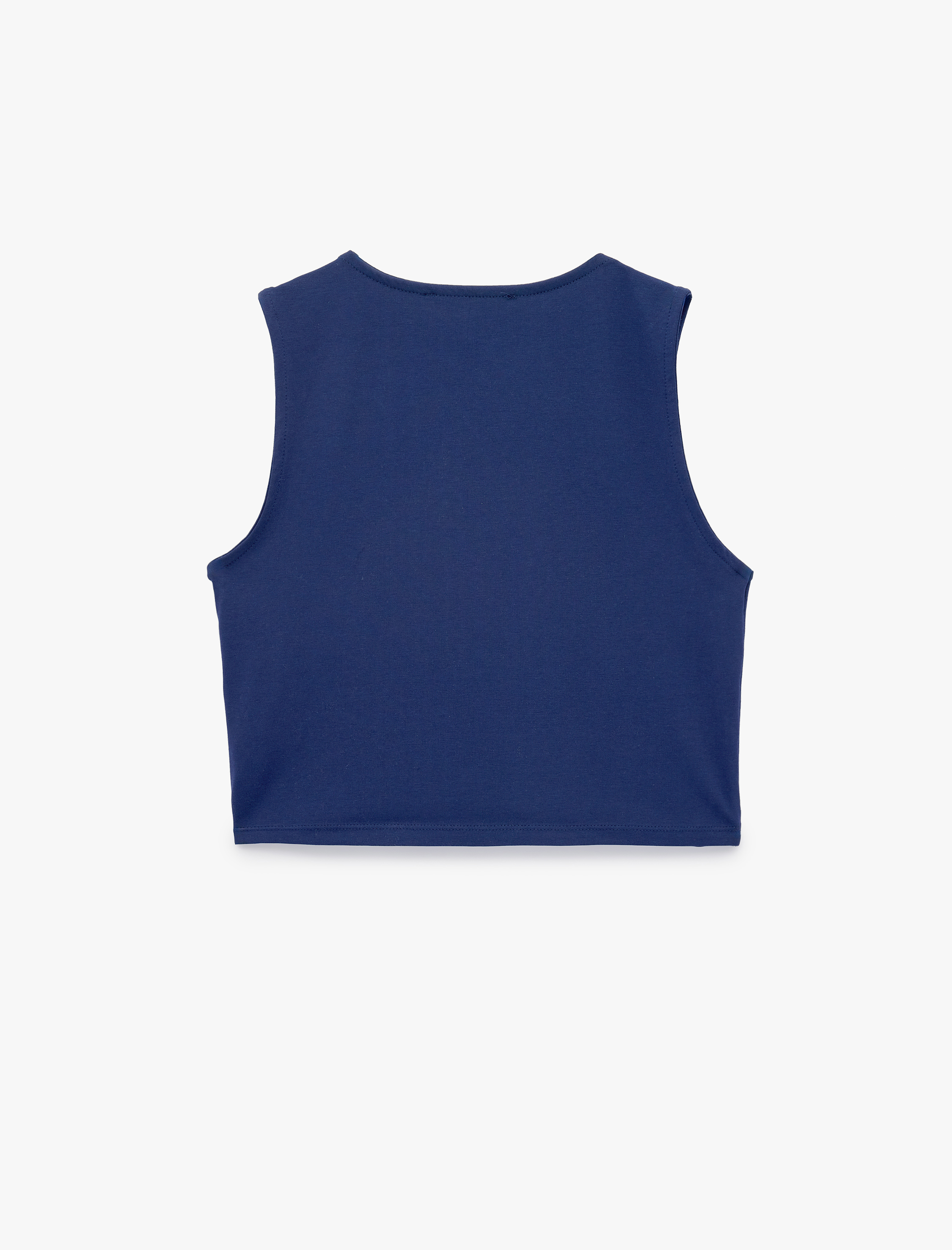   Kolsuz Bisiklet Yaka Slim Fit Crop Bluz