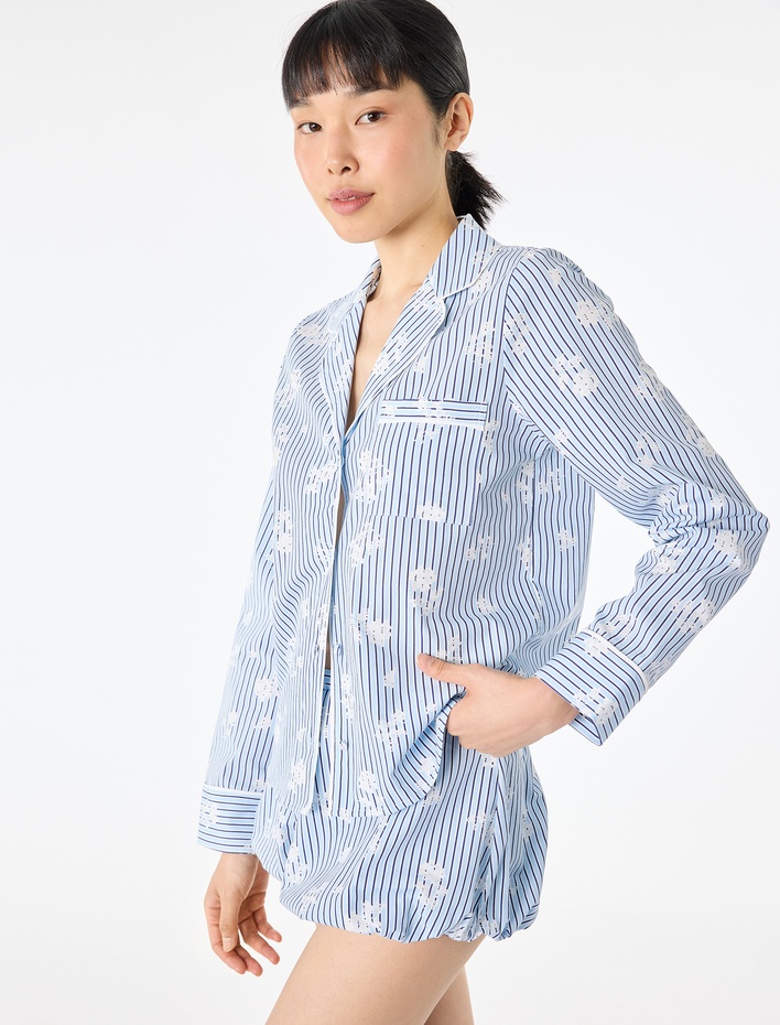  Pamuklu Rahat Kesim Beli Lastikli Şort Pijama Altı