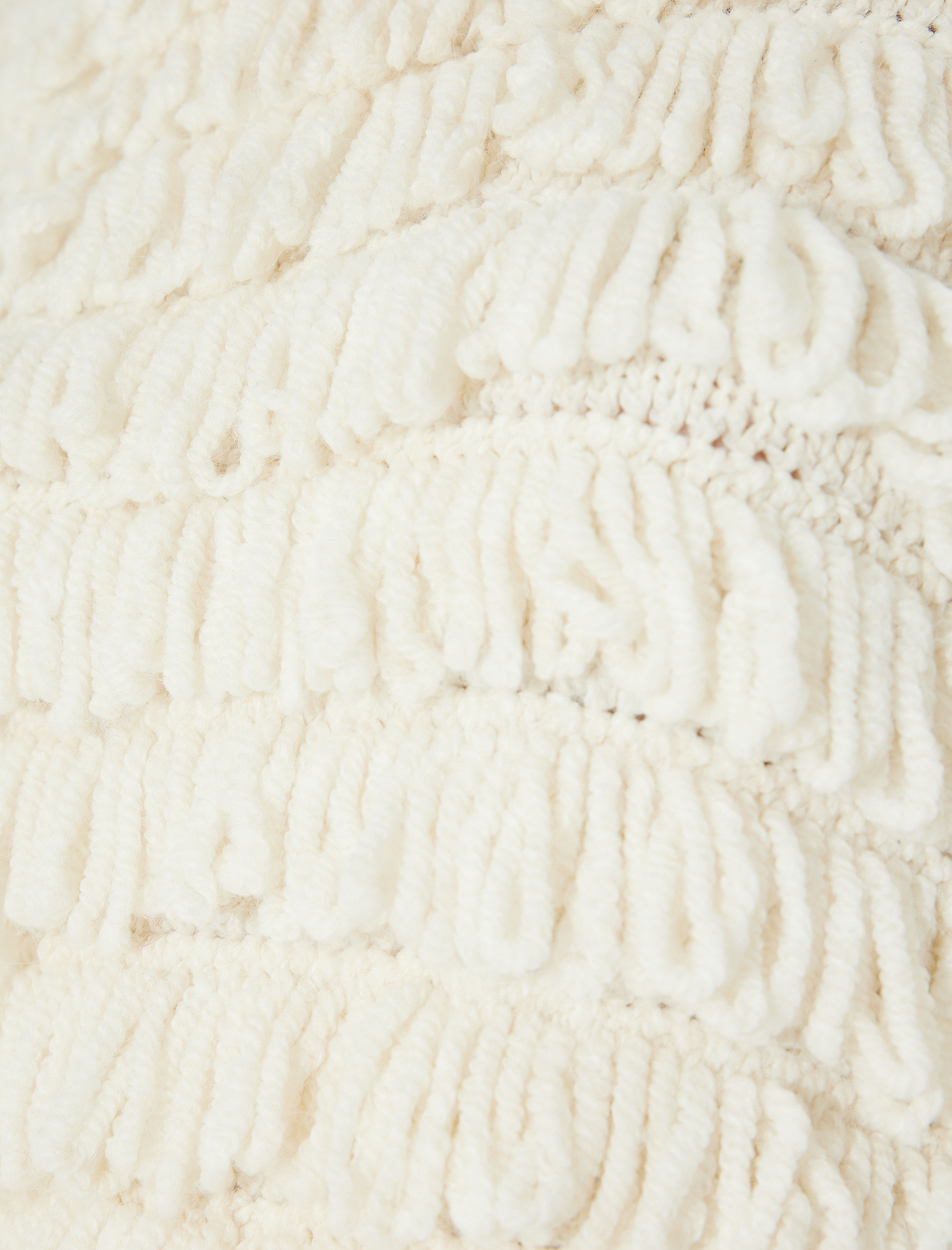   Püsküllü Peluş Kazak Oversize Crop Uzun Kollu Yuvarlak Yaka