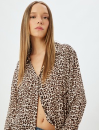 Leopar Desenli Gömlek Uzun Kollu Regular Fit