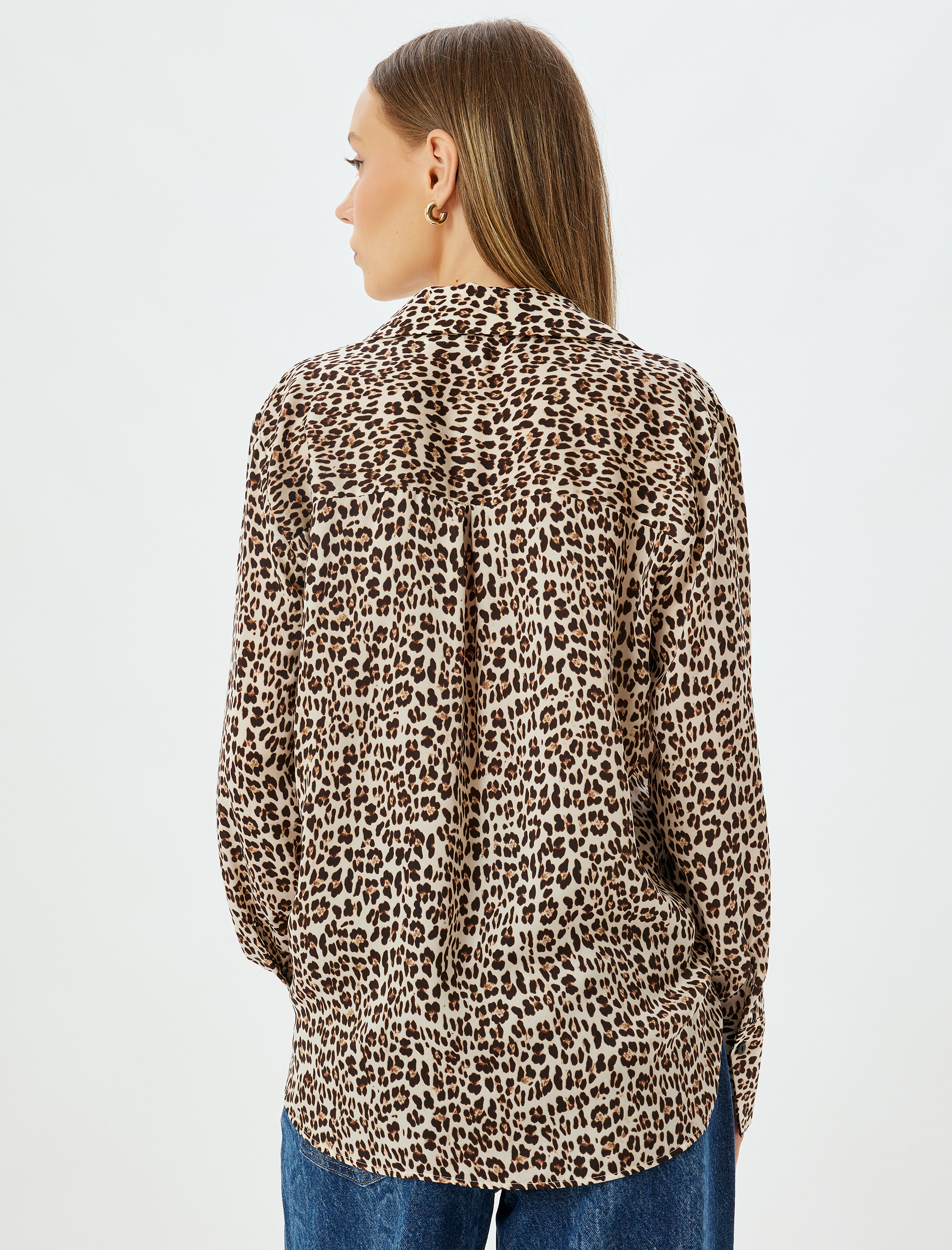   Leopar Desenli Gömlek Uzun Kollu Regular Fit