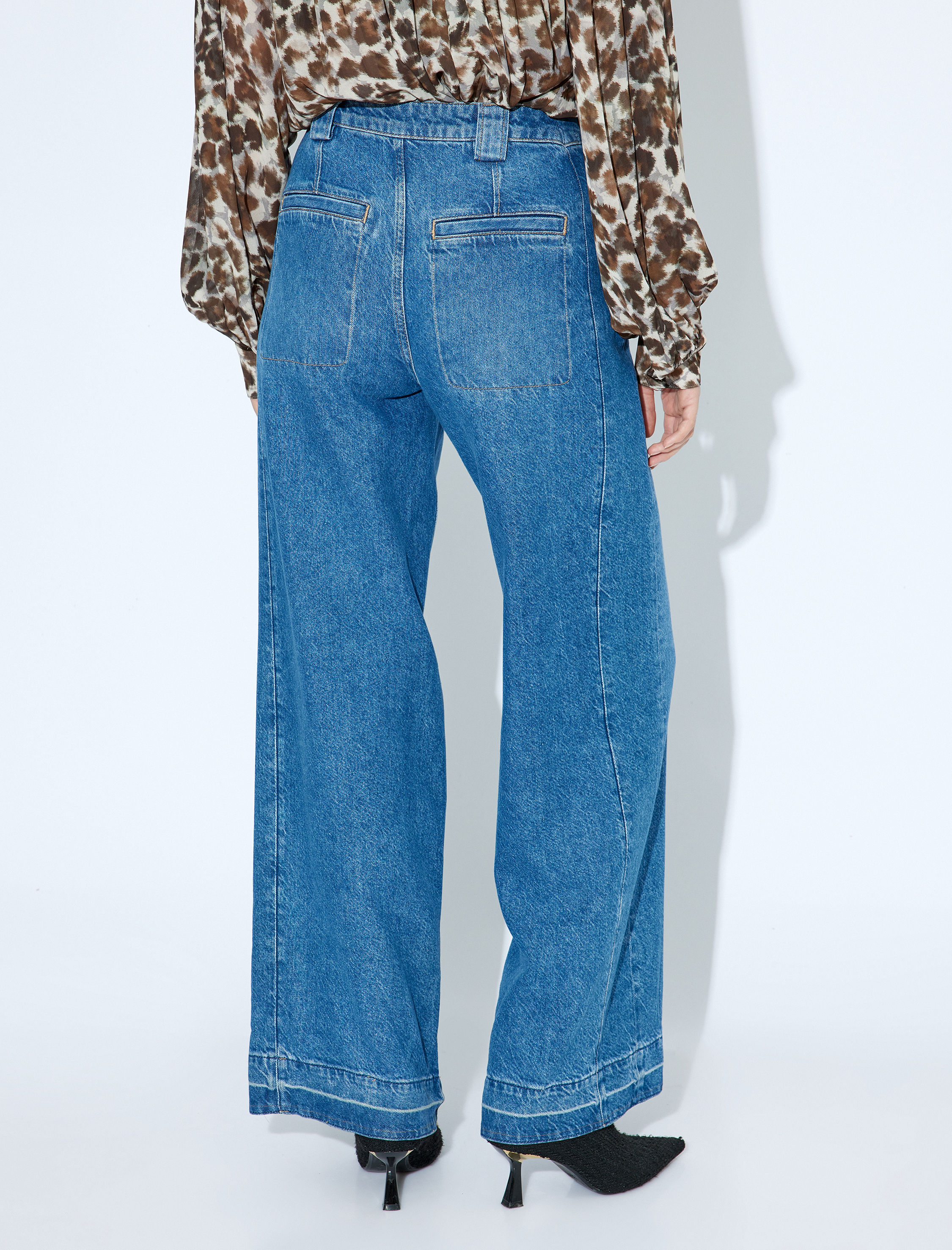   Bol Kot Pantolon Geniş Paça Pileli Düğmeli - Loose Fit Jean