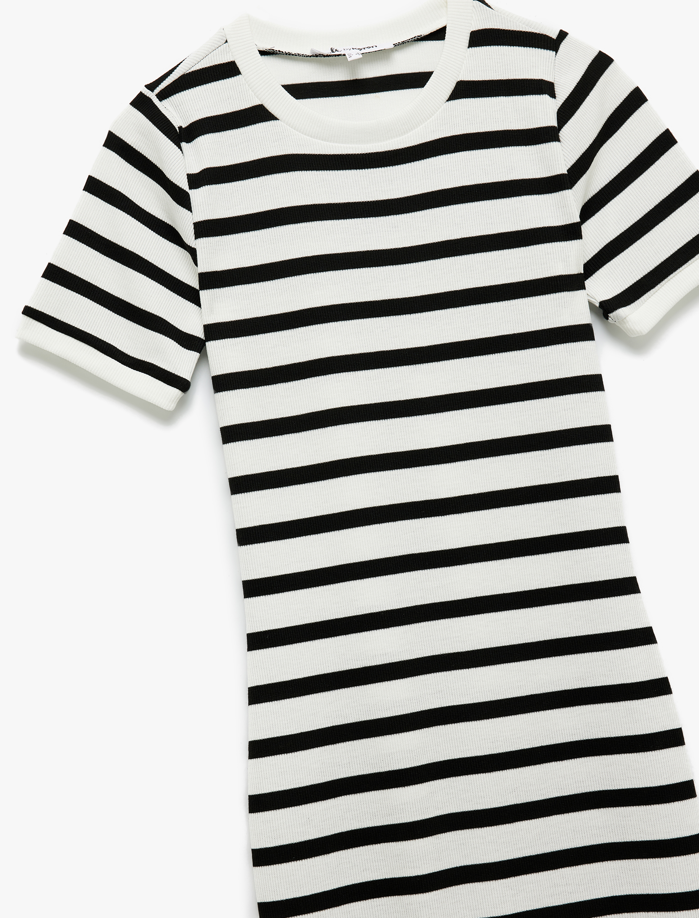   Mini Bisiklet Yaka Kısa Kollu Fitilli Slim Fit Elbise