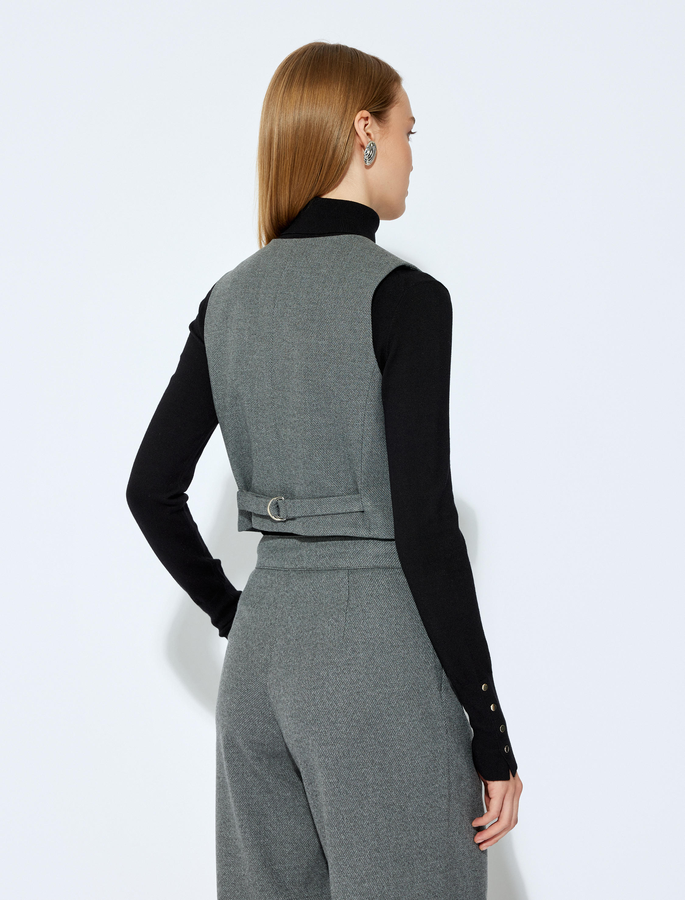   Koton X Selected by Şahika Ercümen - Düğmeli V Yaka Kruvaze Blazer Yelek