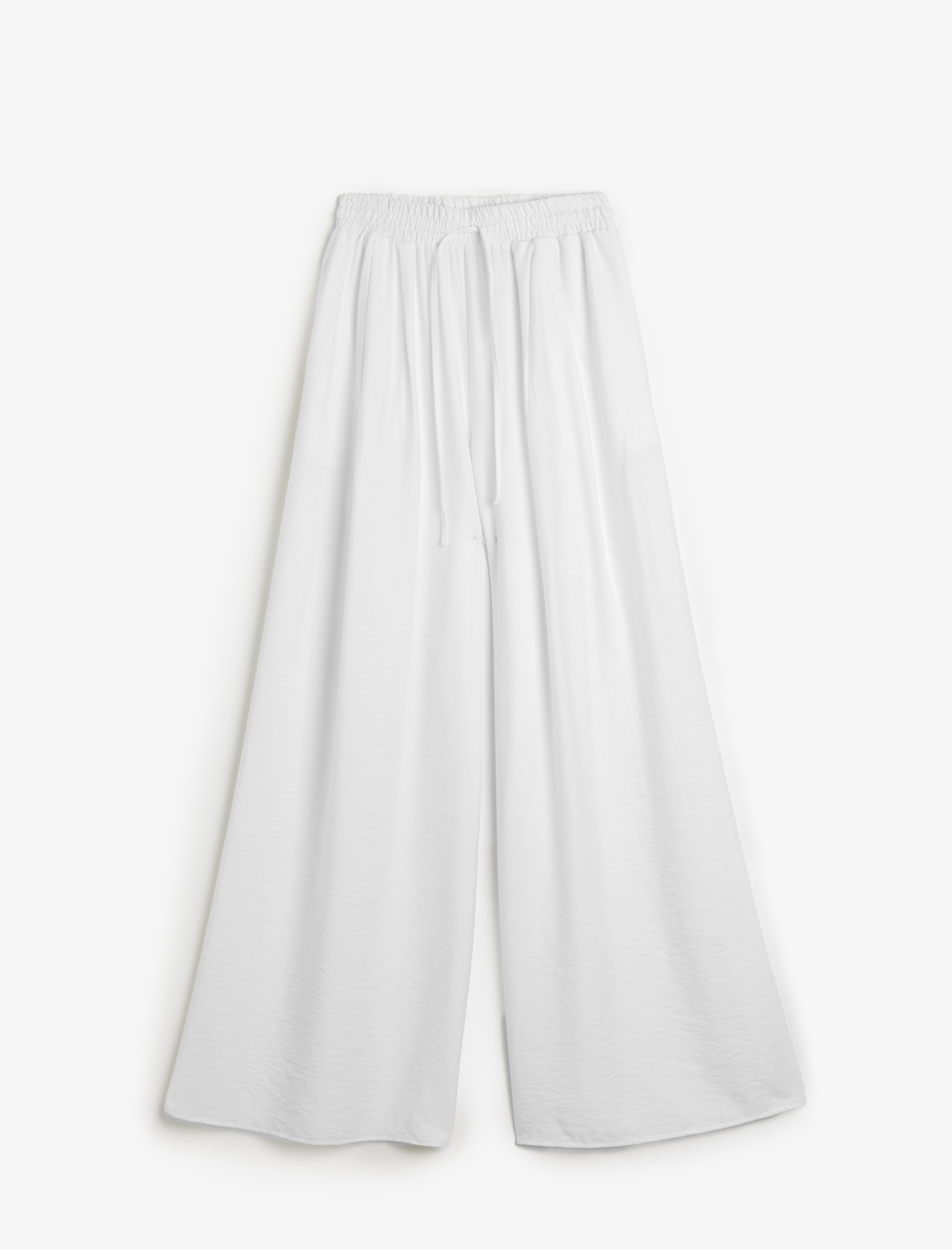   Rahat Kalıp Beli Lastikli Cepli Geniş Paça Yüksek Bel Pantolon