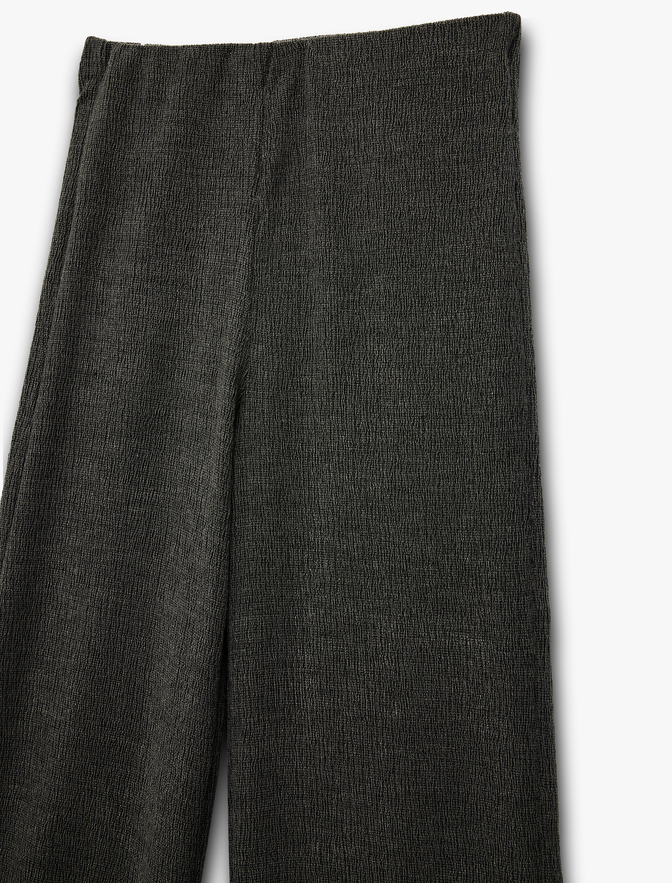   Slim Fit Dokulu Yüksek Bel Bol Paça Pantolon