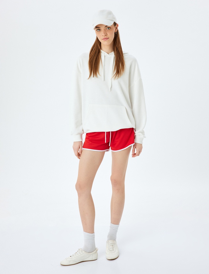  Kapüşonlu Kanguru Cepli Pamuklu Basic Sweatshirt