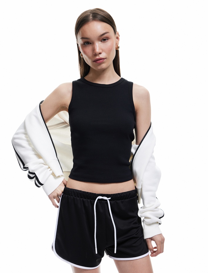  Bisiklet Yaka Kolsuz Slim Fit Basic Kadın Atlet