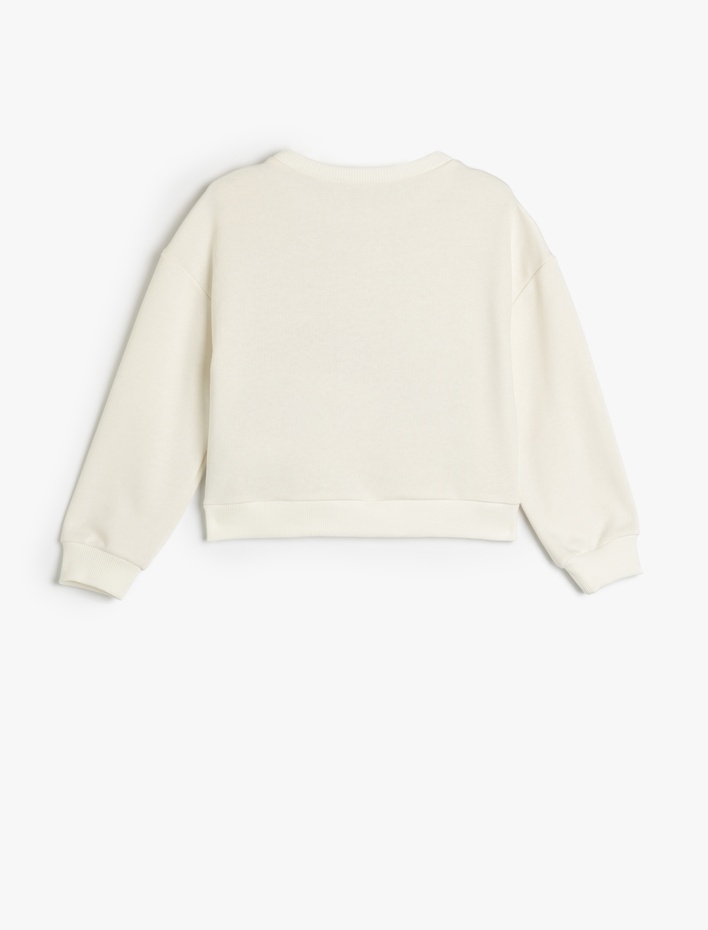Kız Çocuk Baskılı Uzun Kollu Bisiklet Yaka Oversize Sweatshirt