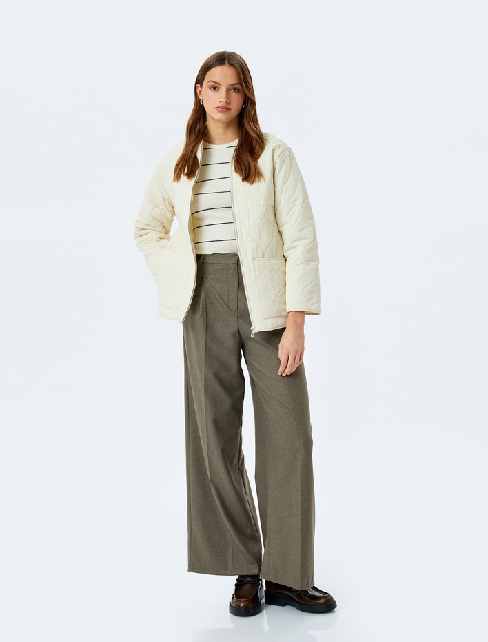 Cepli Fermuarlı Oversize Kapitone Mont