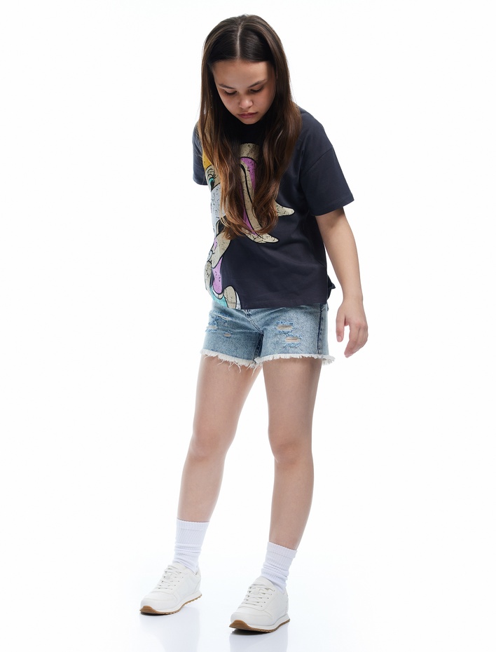 Kız Çocuk Pamuklu Basic Denim Şort
