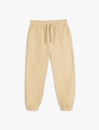Pamuklu Beli Bağcıklı Cepli Basic Müslin Jogger Pantolon