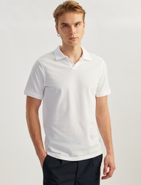 Pamuklu Pike Kumaş Kısa Kollu Regular Fit V Yaka Polo Tişört