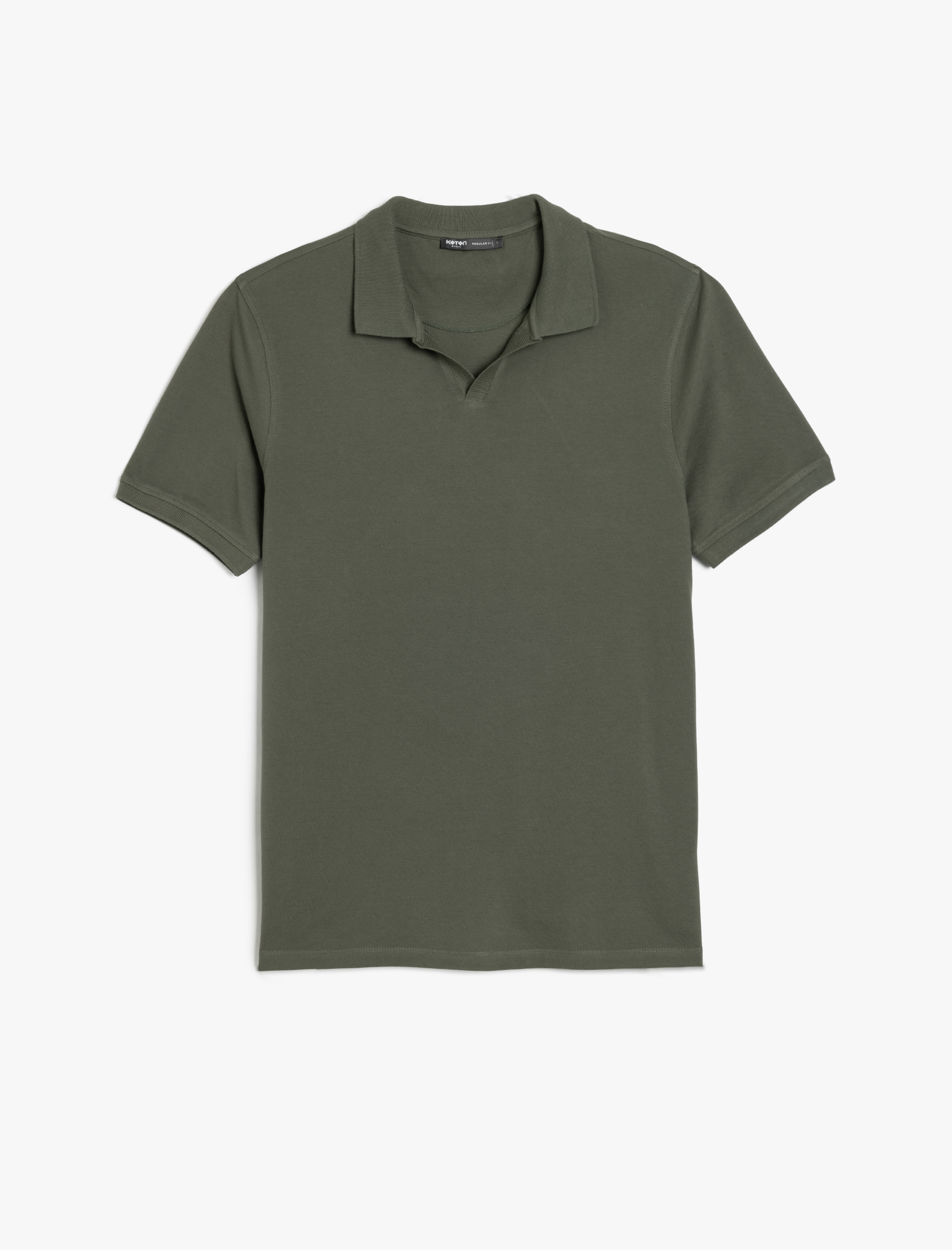   Pamuklu Pike Kumaş Kısa Kollu Regular Fit V Yaka Polo Tişört