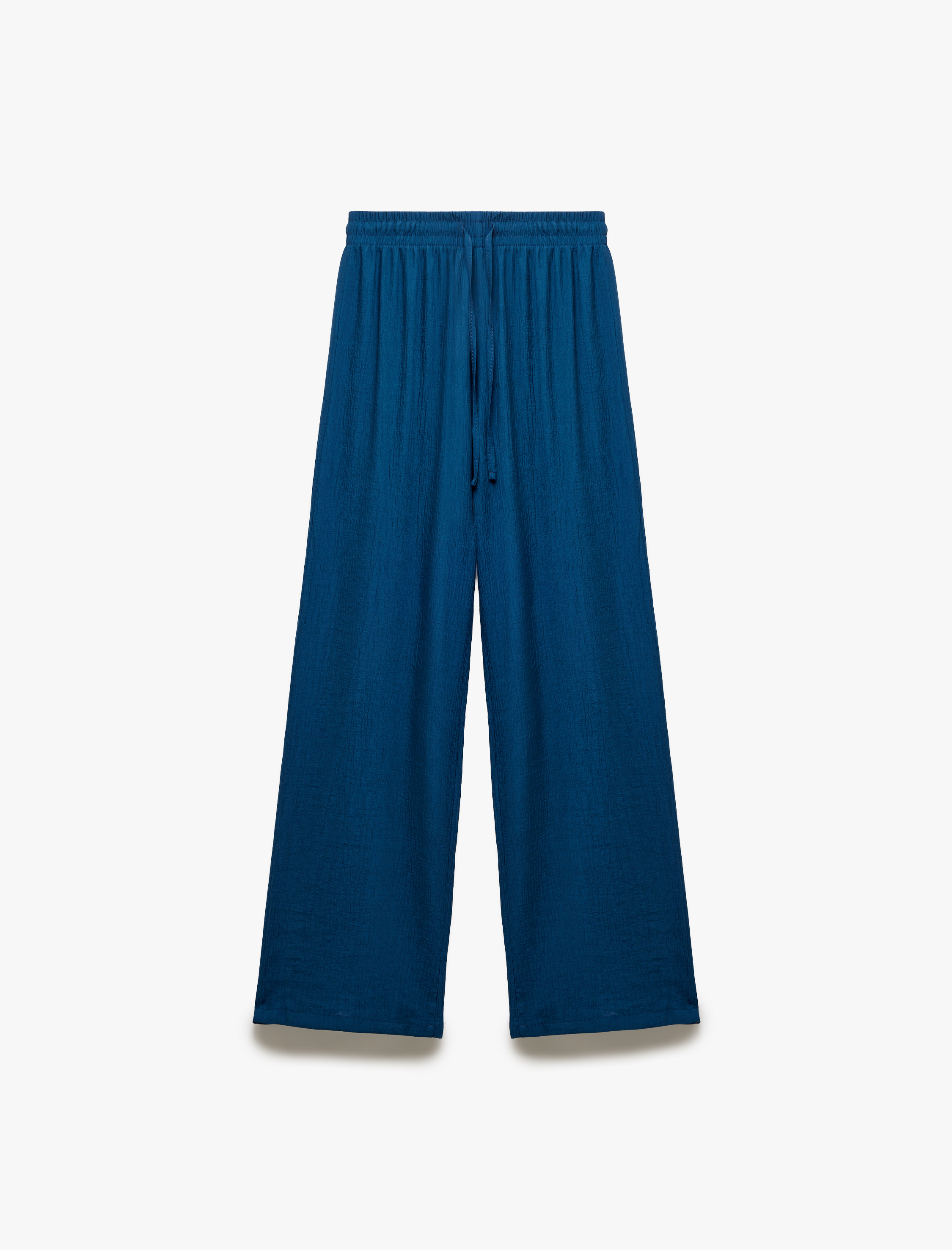   Beli Bağcıklı Viskon Karışımlı Geniş Paça Pantolon