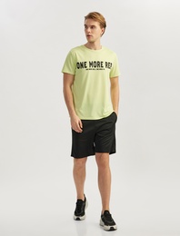 Baskılı Kısa Kollu Bisiklet Yaka Oversize Spor Tişört