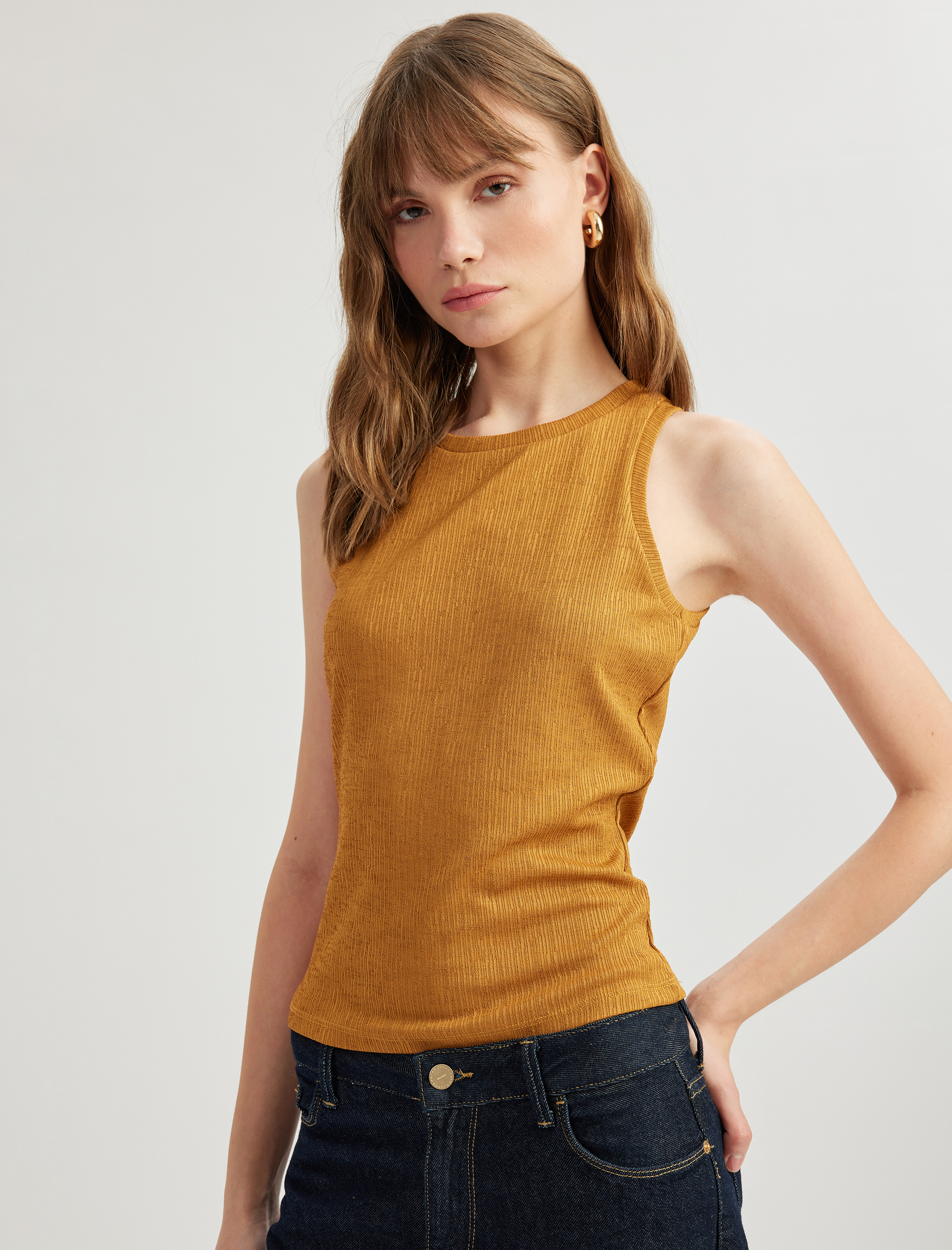   Kolsuz Bisiklet Yaka Slim Fit Basic Atlet