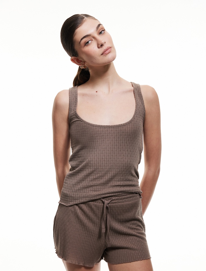  Beli Bağlamlı Cepli Dokulu Şort Pijama Altı