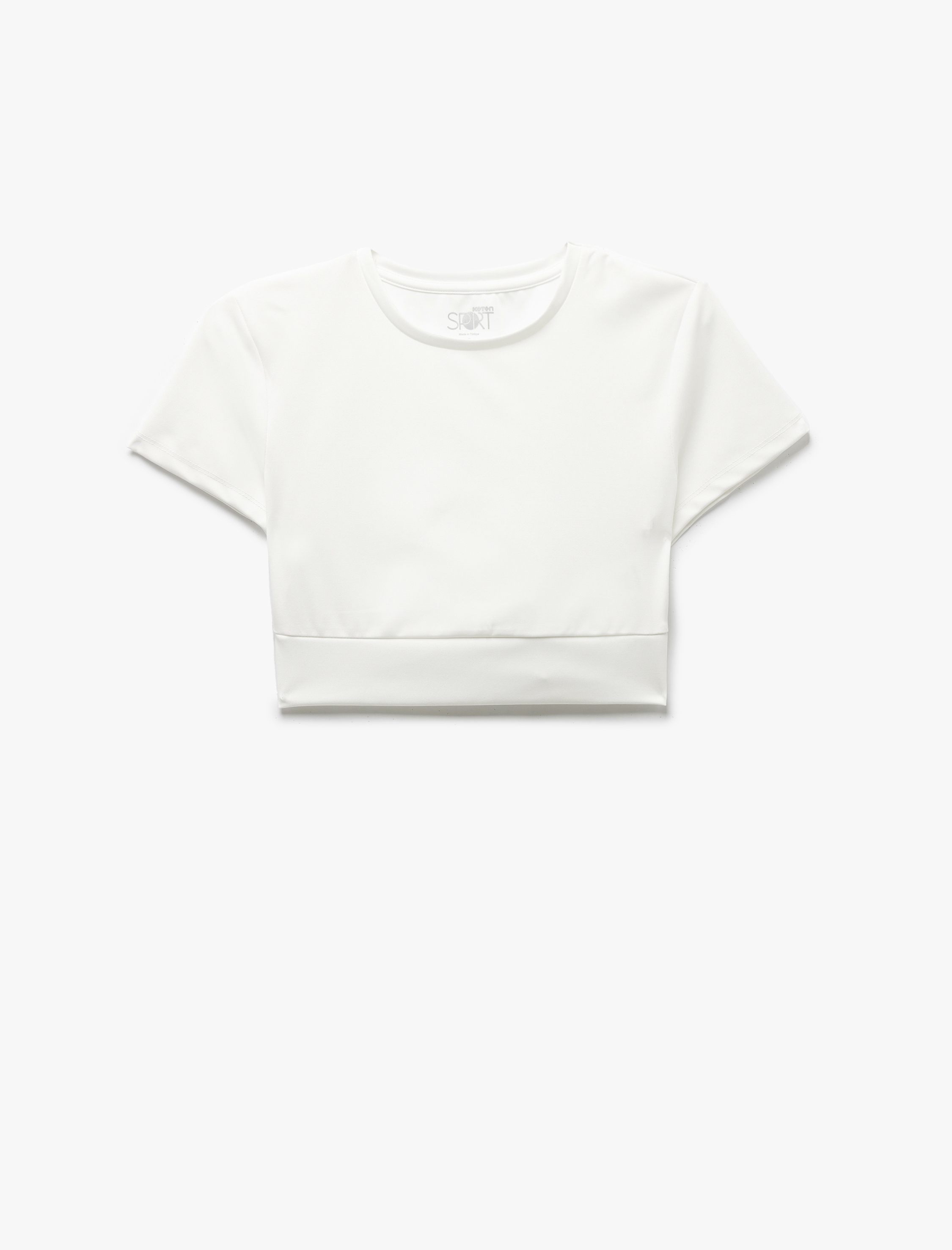   Slim Fit Bisiklet Yaka Kısa Kollu Crop Spor Tişört