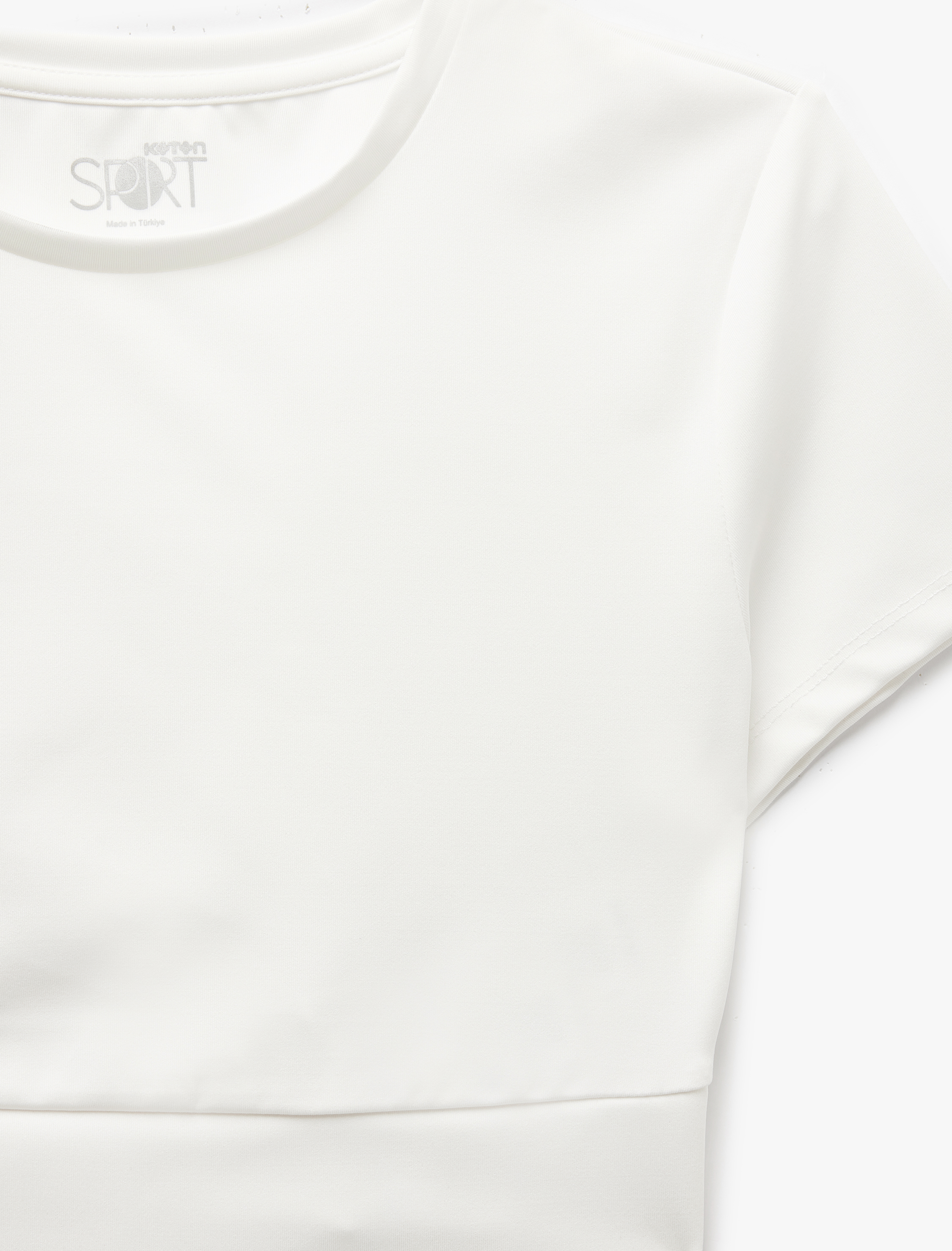  Slim Fit Bisiklet Yaka Kısa Kollu Crop Spor Tişört