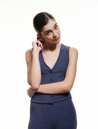 Slim Fit Kolsuz Düğmeli V Yaka Yelek