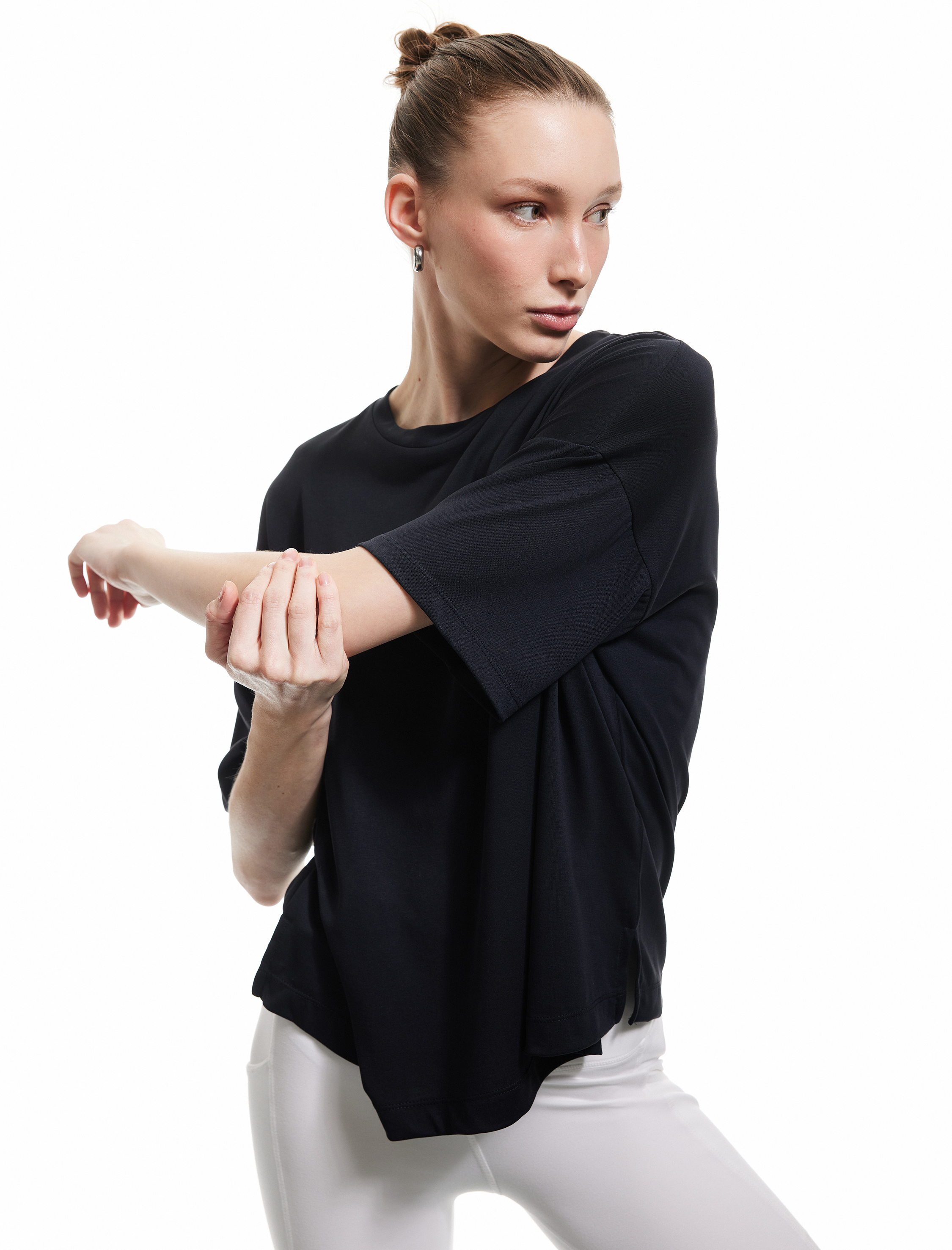   Modal Kumaş Oversize Kısa Kollu Bisiklet Yaka Spor Tişört