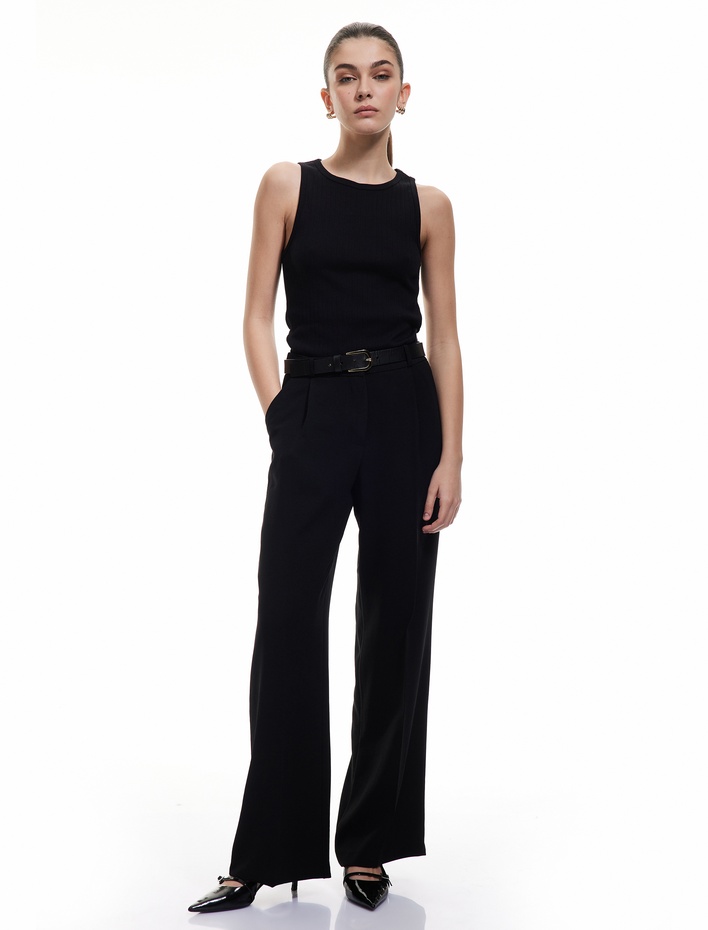  Slim Fit Kolsuz Bisiklet Yaka Pamuklu Ribanalı Atlet