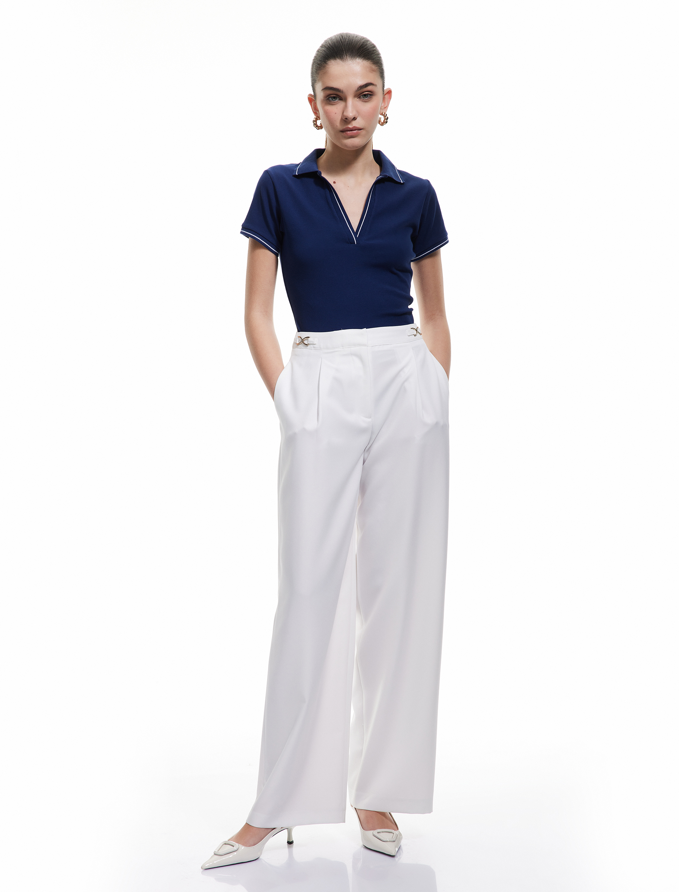   Pamuklu Slim Fit Çizgili Kısa Kollu Polo Yaka Tişört