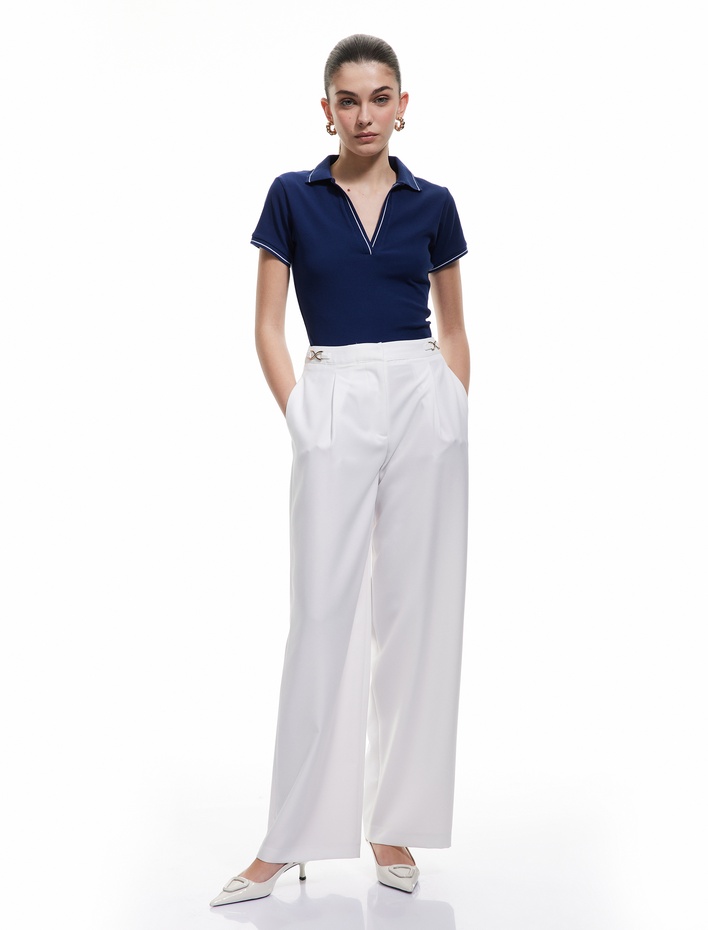  Pamuklu Slim Fit Çizgili Kısa Kollu Polo Yaka Tişört