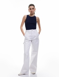 Kesik Paça Pamuklu Regular Fit Denim Pantolon - Wide Leg Jeans