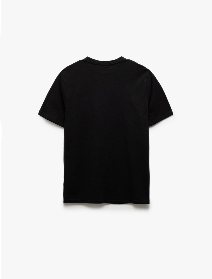  Baskılı Bisiklet Yaka Kısa Kollu Pamuklu Slim Fit Tişört