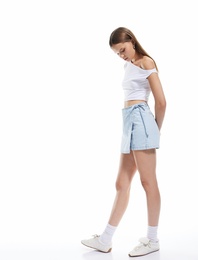 Pamuklu Bağlama Detaylı Mini Denim Şort Etek
