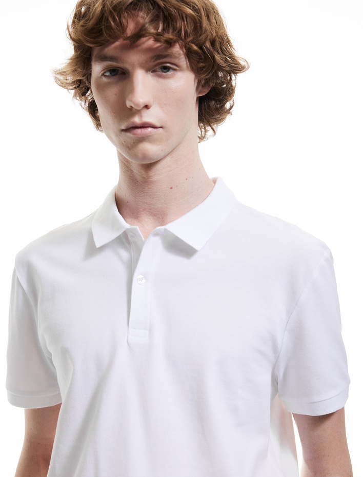  Kısa Kollu Pamuklu Pike Kumaş Polo Yaka Slim Fit Tişört
