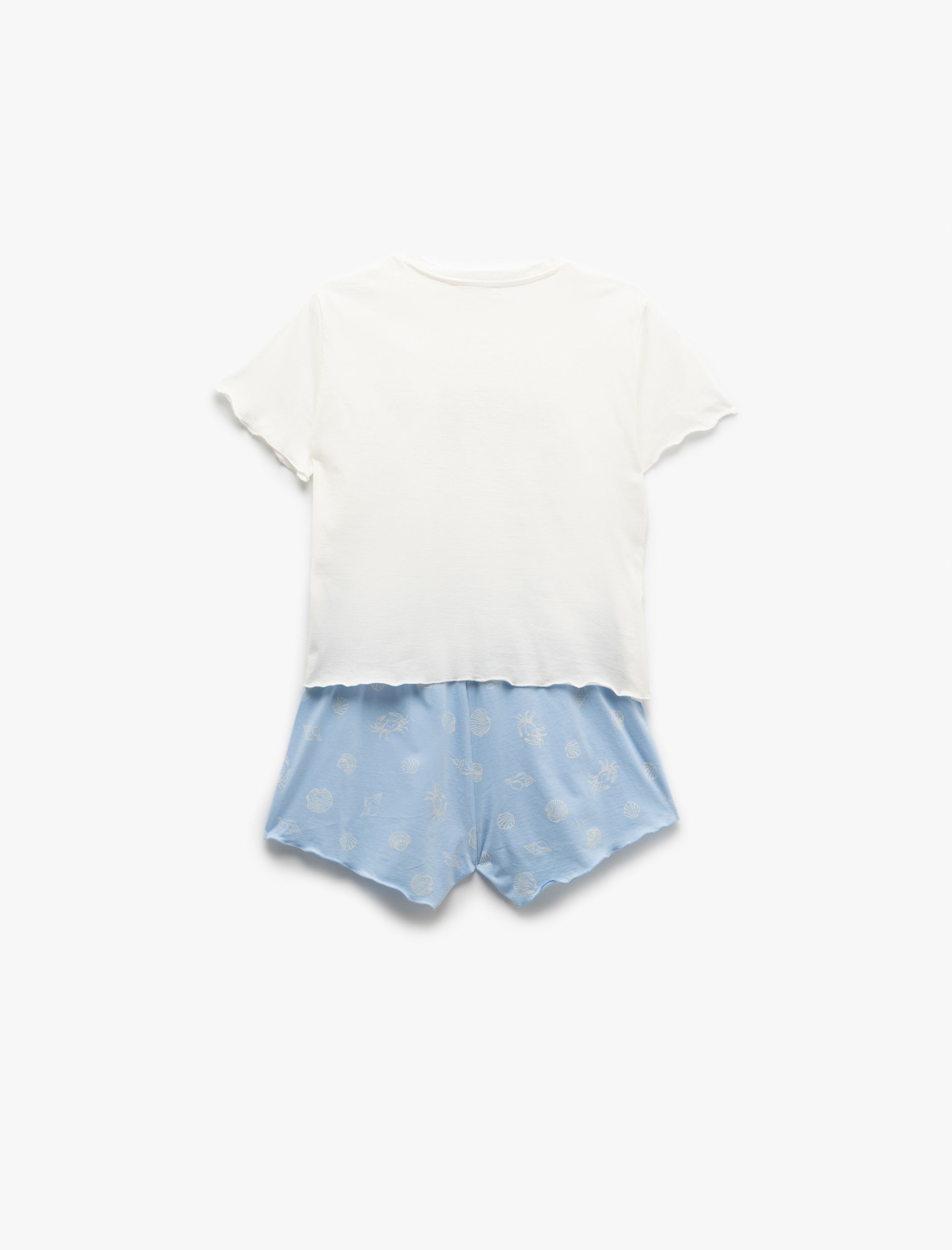  Pamuklu Kısa Kollu Baskılı Şort Pijama Takımı
