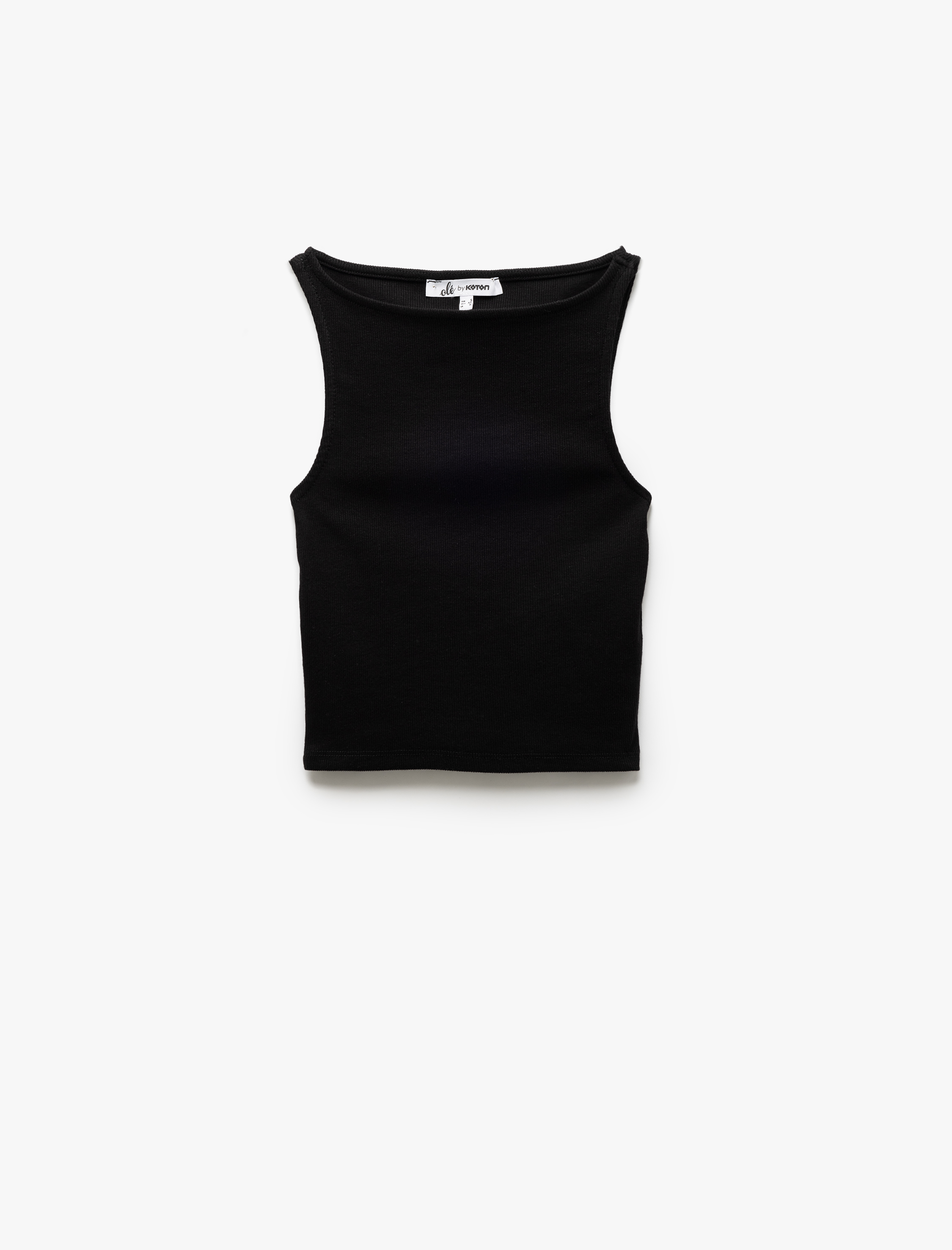   Kayık Yaka Kolsuz Kaşkorse Crop Üst
