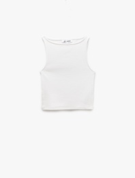 Kayık Yaka Kolsuz Kaşkorse Crop Üst