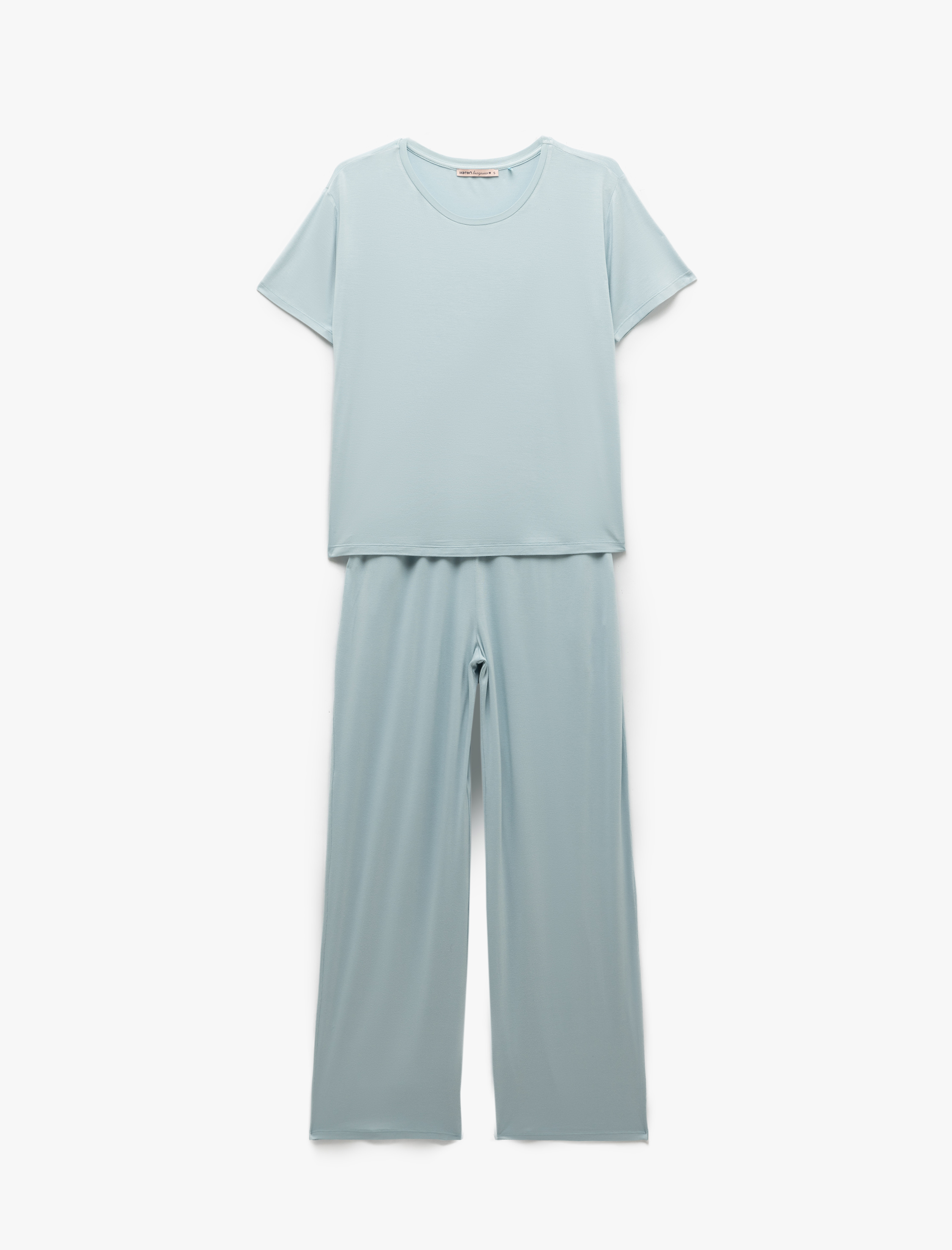   Cepli Kısa Kollu Bisiklet Yaka Viskon Pijama Takımı