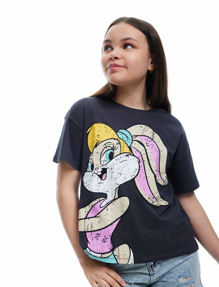 Kız Çocuk Pamuklu Lola Bunny Lisanslı Baskılı Kısa Kollu Tişört