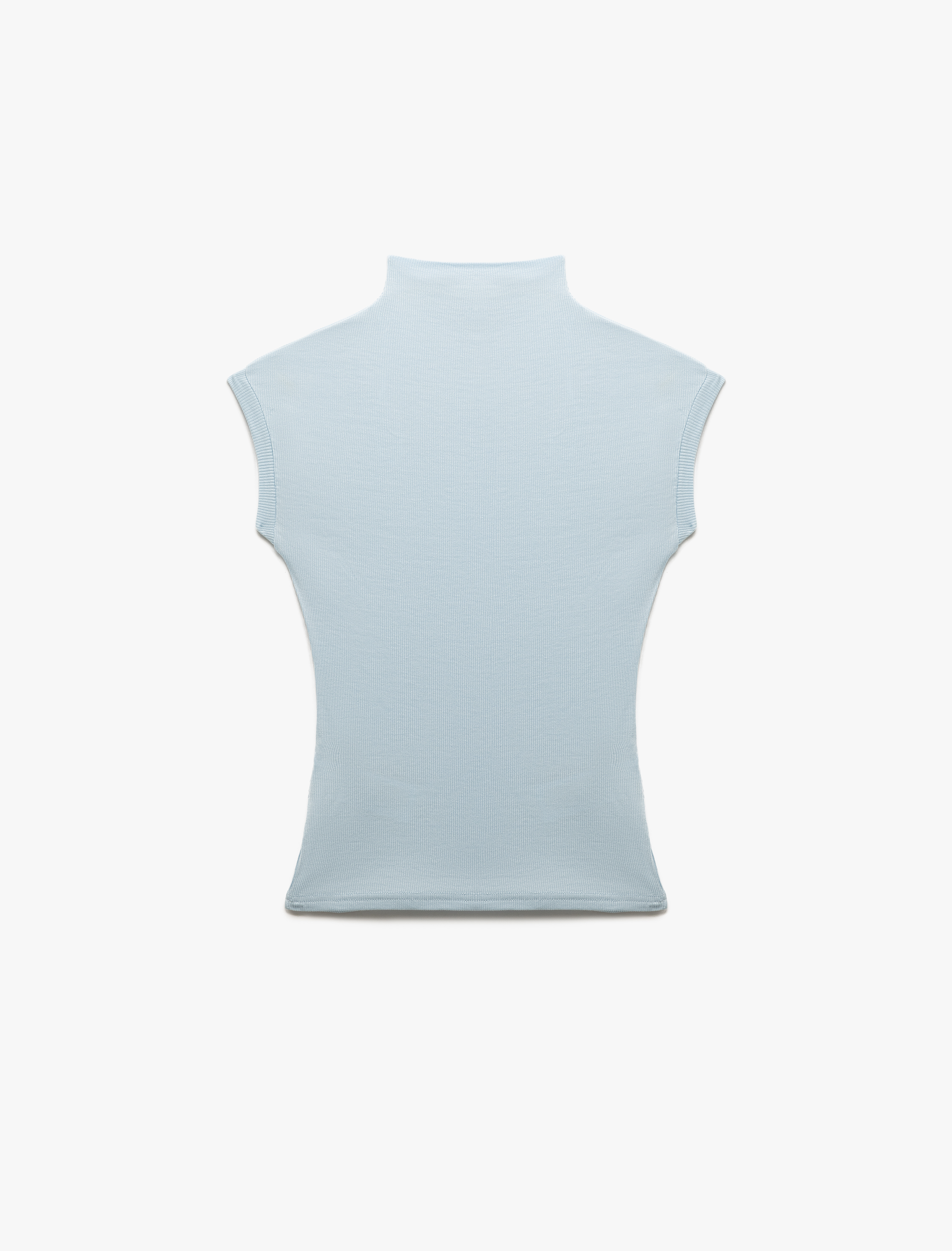   Viskon Dik Yaka Kolsuz Slim Fit Body