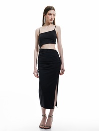 İnce Askılı Yan Pencere Detaylı Midi Bodycon Elbise