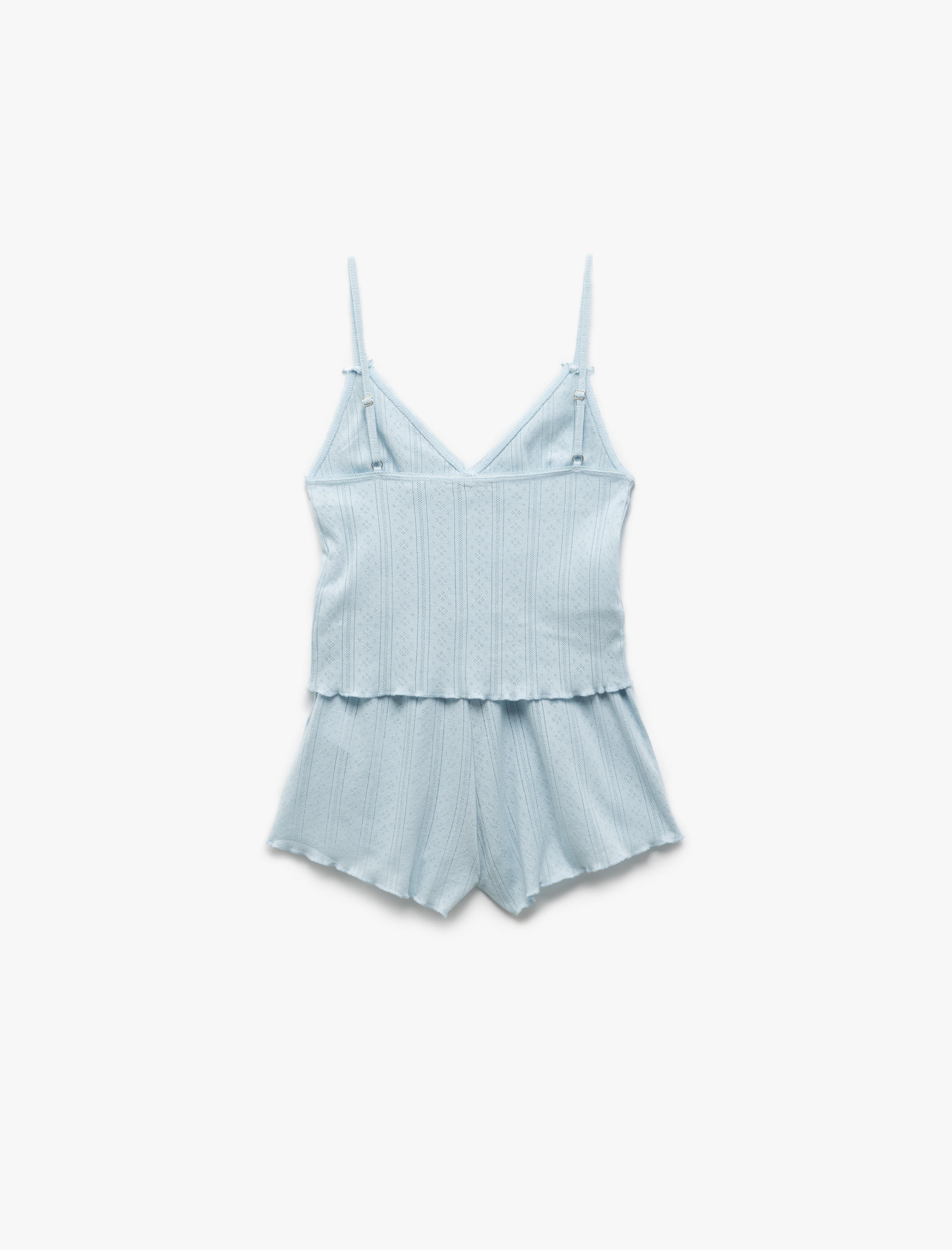   Pamuklu Askılı V Yaka Şortlu Pijama Takımı